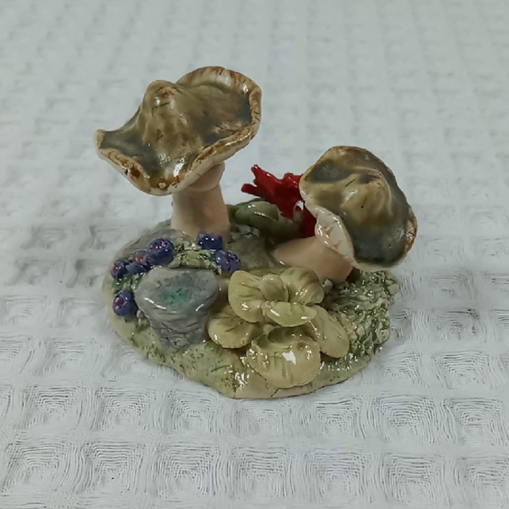 R.Keough Vintage Mini Mushroom Glazed Clay Decorative Figurine